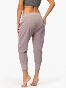 icyzone 腰部抽繩斜口袋運動褲 - 淺灰紫 - 查看 5