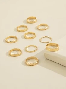 10入組愛心設計戒指 - 金黃色 - 查看 3