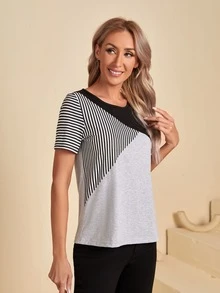 EMERY ROSE 撞色條紋T恤 - 彩色 - 查看 4