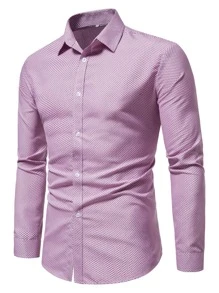 Manfinity Mode 男士菱形印花襯衫 - 粉色 - 查看 1