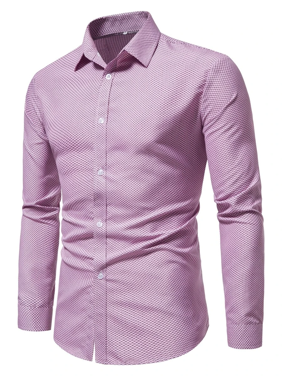 Manfinity Mode 男士菱形印花襯衫 - 粉色 - 查看 1