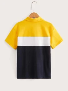 SHEIN Boys Letter Graphic Colourblock Polo Shirt - Multicolor - View 2