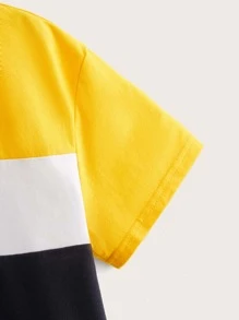 SHEIN Boys Letter Graphic Colourblock Polo Shirt - Multicolor - View 4