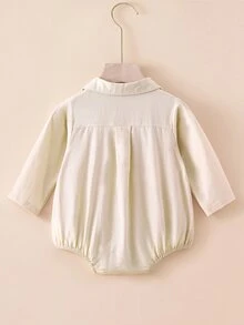 Baby Boys, Gentlemen, Bow Tie Shirt, Bodysuit, Baby Bear Print, Fart Clothing, Crawling Clothes, Baby Bow Tie, Single-Breasted Shirt, Bodysuit - Apricot - View 2