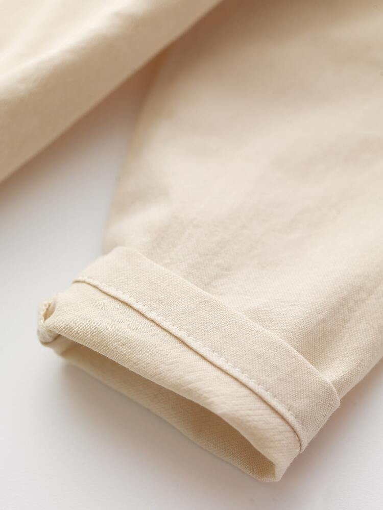 男婴，绅士，领结衬衫，连体衣，小熊印花，放屁服装，爬行服，婴儿领结，单排扣衬衫，连体衣 - 杏色 - 查看 3