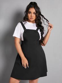 Vestido overol unicolor sin camiseta - Negro - Ver 1