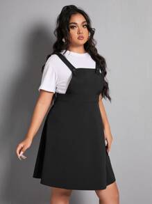 Vestido overol unicolor sin camiseta - Negro - Ver 3