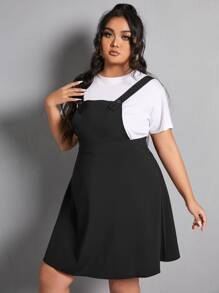 Vestido overol unicolor sin camiseta - Negro - Ver 4