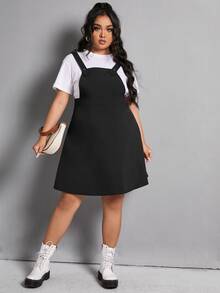 Vestido overol unicolor sin camiseta - Negro - Ver 5