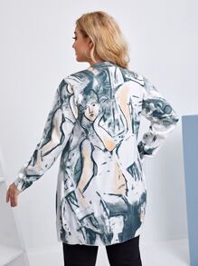 Mulvari áo hở cổ kích thước lớn Con số Đồ họa Giải trí - Nhiều màu - Xem 2