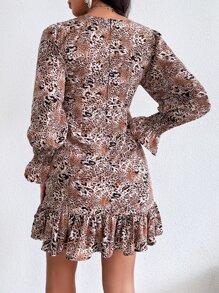 GENKIRA Đầm Xù Viên lá sen Dải chun Báo Giải trí - Nhiều màu - Xem 2