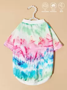 PETSIN Camiseta con estampado de teñido anudado para cachorros - Camiseta con teñido anudado colorido para cachorros; ideal para actividades de primavera y verano, uso diario, eventos al aire libre lúdicos, encuentros de cachorros y fotos familiares festivas. - Multicolor - Ver 2