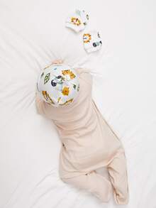 嬰兒卡通圖案帽和1雙手套 - 彩色 - 查看 3