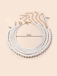 5pcs Faux Pearl Beaded Necklace - White - View 4