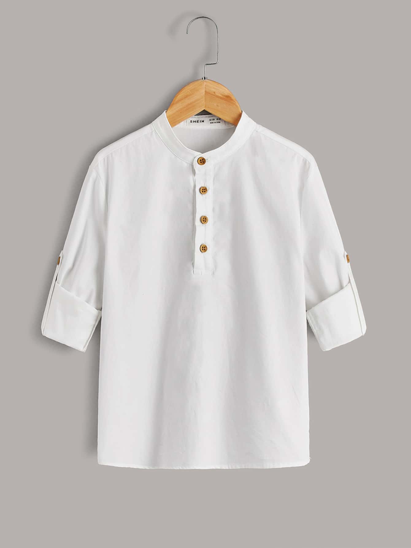 SHEIN Boys 1pc Button Half Placket Shirt - White - View 1