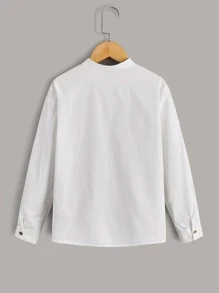 SHEIN Boys 1pc Button Half Placket Shirt - White - View 2