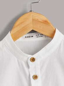 SHEIN Boys 1pc Button Half Placket Shirt - White - View 10