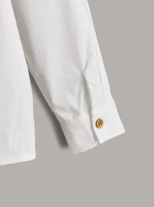 SHEIN Boys 1pc Button Half Placket Shirt - White - View 9