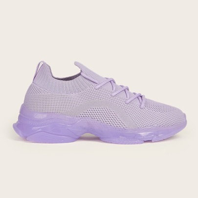 Knit Detail Lace-up Front Running Shoes