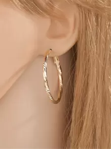 8 pasang Anting Hoop Bulat - Yellow Gold - View 3