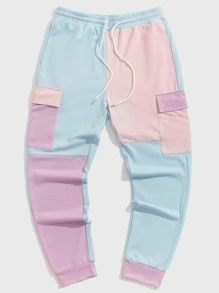 Manfinity VCAY 男士棉撞色翻蓋口袋衛褲 - 彩色 - 查看 1