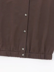 Niñas Cazadora con estampado de letra de hombros caídos de dos tonos - Marrón - Ver 3