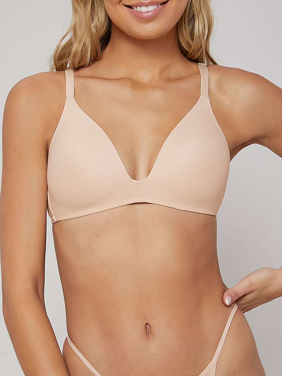 LUVLETTE Plain Simple Bralette - Beige - View 1