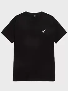 Manfinity VCAY Hombres 2 piezas Camiseta con bordado de pájaro - Blanco y Negro - Ver 3