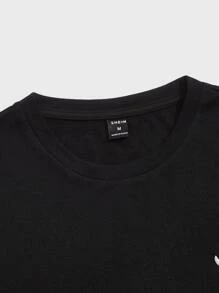 Manfinity VCAY Hombres 2 piezas Camiseta con bordado de pájaro - Blanco y Negro - Ver 4