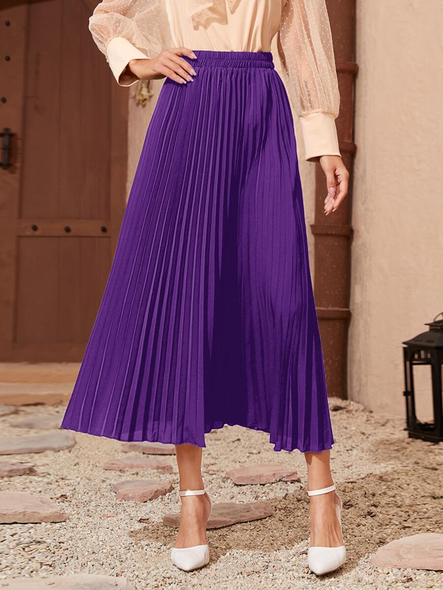 Modelyn Falda fruncido unicolor larga - Morado Violeta - Ver 1