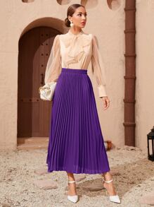 Modelyn Falda fruncido unicolor larga - Morado Violeta - Ver 4