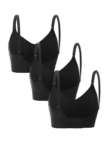 SHEIN Maternity 3pack Ruched Seamless Bra For Mother - Black - View 2