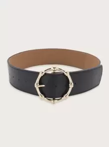 Steampunk Metal Buckle Wide Belt For Coats And Dresses Halloween - Black - View 2