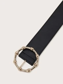 Steampunk Metal Buckle Wide Belt For Coats And Dresses Halloween - Black - View 3