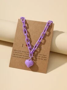 Chuỗi vòng cổ trái tim quyến rũ - Màu tím - Xem 1