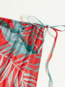 SHEIN Swim Phụ nữ một mảnh Lộ Lưng Buộc lại Trọn gói Nhiệt đới Boho - Nhiều màu - Xem 3