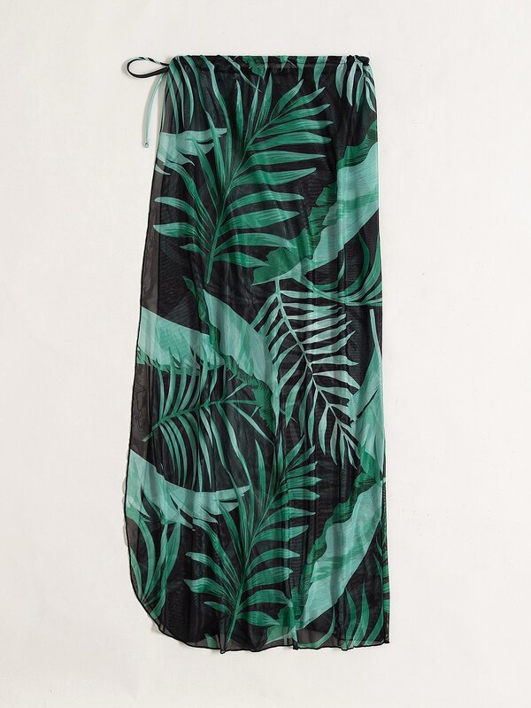 SHEIN Swim Vcay Plant Print Cover Up SHEIN USA