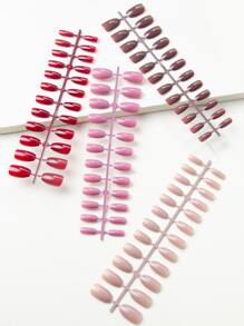 Elevate Your Style with 96pcs Short Coffin Multicolor Glossy Fake Nail - Multicolor - View 1