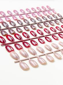 Elevate Your Style with 96pcs Short Coffin Multicolor Glossy Fake Nail - Multicolor - View 3