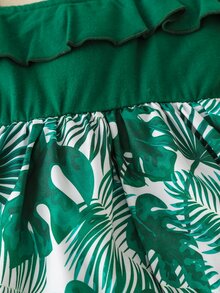嬰兒熱帶圖案荷葉邊拼接連體衣連衣裙 - 綠色 - 查看 5