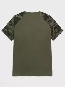 NEON BLANC Men Cotton Camo Print Raglan Sleeve Tee, Summer, Emo, 2000s Style