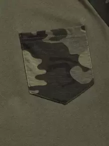 NEON BLANC Men Cotton Camo Print Raglan Sleeve Tee, Summer, Emo, 2000s Style