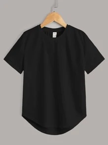 SHEIN Tween Boy 2pcs Curved Hem Tee - Black and White - View 5