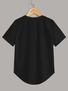 SHEIN Tween Boy 2pcs Curved Hem Tee - Black and White - View 6