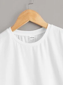 SHEIN Tween Boy 2pcs Curved Hem Tee - Black and White - View 9