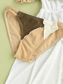 3packs Tween Girl Color Block Bikini Set & Kimono Summer Beach - Multicolor - View 4