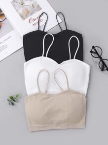 Niñas 3 piezas Sujetador tejido de canalé - Multicolor - Ver 1