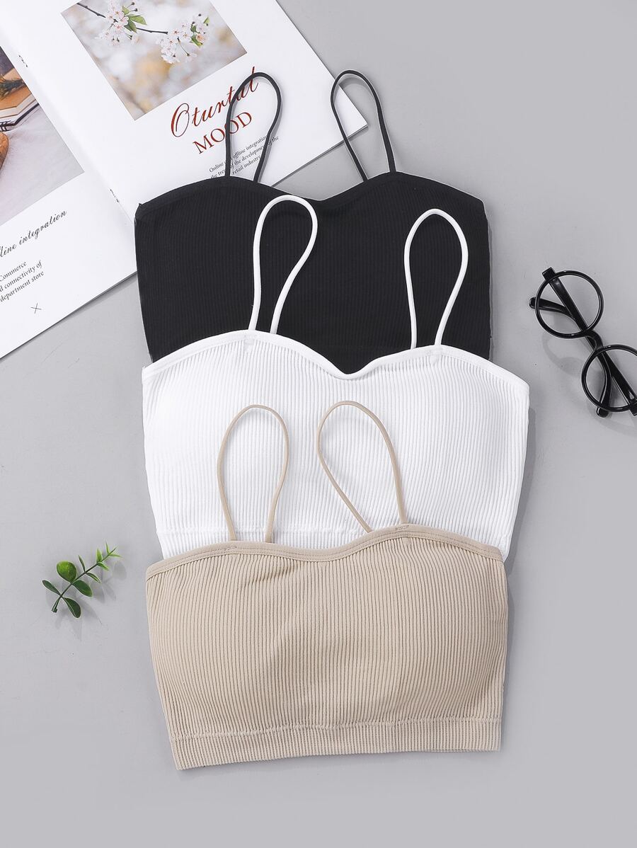 Niñas 3 piezas Sujetador tejido de canalé - Multicolor - Ver 1