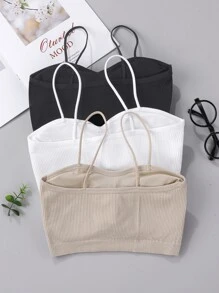 Niñas 3 piezas Sujetador tejido de canalé - Multicolor - Ver 2