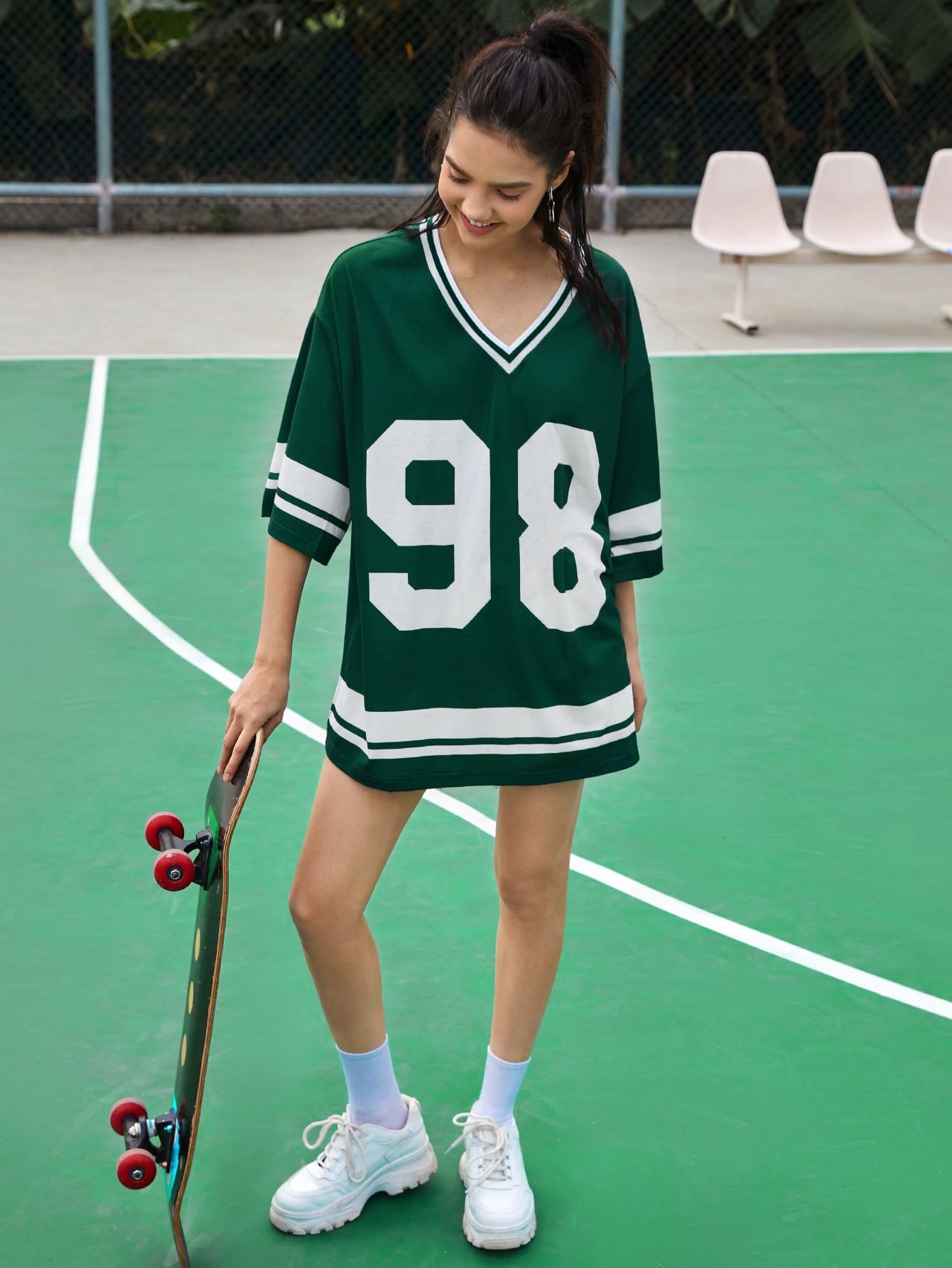 SHEIN Coolane Number Graphic Oversized Jersey Tee SHEIN USA